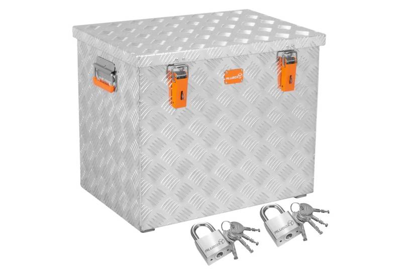 ALUBOX Aufbewahrungsbox aus massivem Riffelblech 37 L - 470 L + Vorhängeschlösser 40 MM von ALUBOX