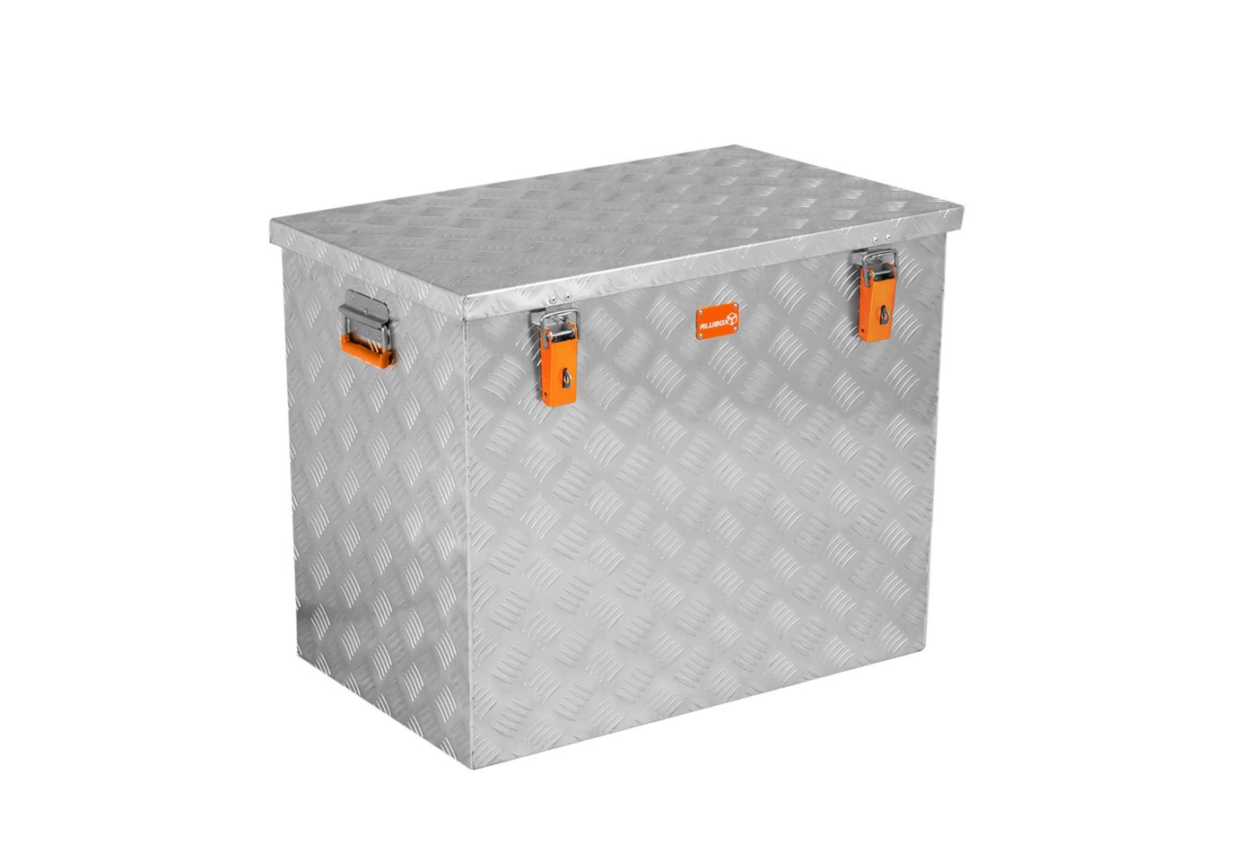 ALUBOX Aufbewahrungsbox aus Aluminiumriffelblech massiv Transportkiste (234 Liter), Fangbänder & Gasdruckheber im Deckel von ALUBOX
