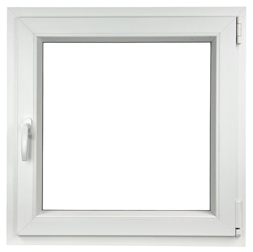 ALUCON Fenster 1000x1000 mm – Kunststofffenster 100x100 cm – Flügelfenster Innen Weiß/Außen Weiß – DIN Rechts von ALUCON