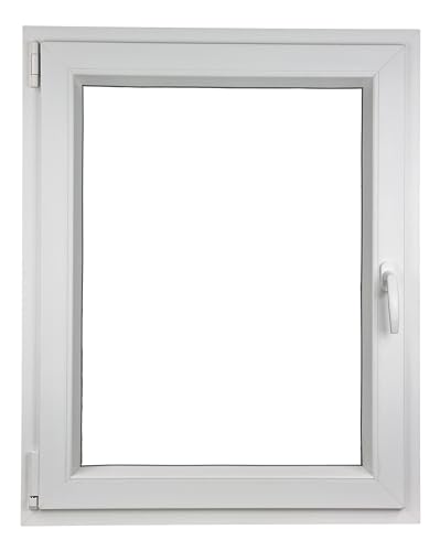 ALUCON Fenster 600x800 mm – Kunststofffenster 60x80 cm – Flügelfenster Innen Weiß/Außen Weiß – DIN Links von ALUCON