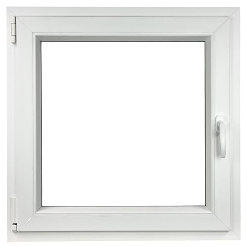 ALUCON Fenster 700x700 mm – Kunststofffenster 70x70 cm – Flügelfenster Innen Weiß/Außen Weiß – DIN Links von ALUCON