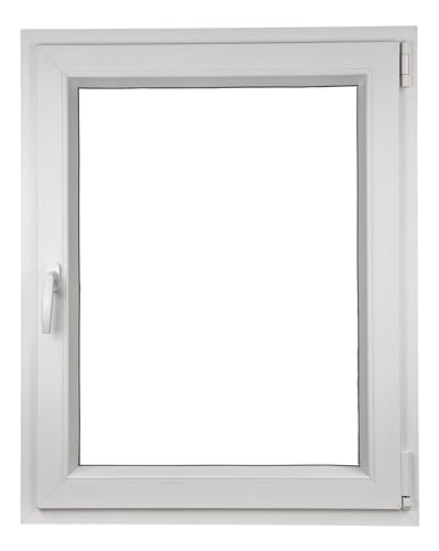 ALUCON Fenster 800x1000 mm – Kunststofffenster 80x100 cm – Flügelfenster Innen Weiß/Außen Weiß – DIN Rechts von ALUCON