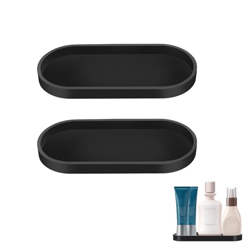ALULU 2 Stück Badezimmer Tablett, Silikon Dekotablett Schwarz, Deko Tablett Klein Oval, Ablageschale für Wohnzimmer, Schlafzimmer, Waschbecken, Badewanne und Küchenspüle ALULU 2 Stück Badezimmer Tablett, Silikon Dekotablett Schwarz, Deko Tablett Klein Oval, Ablageschale für Wohnzimmer, Schlafzimmer, Waschbecken, Badewanne und Küchenspüle von ALULU