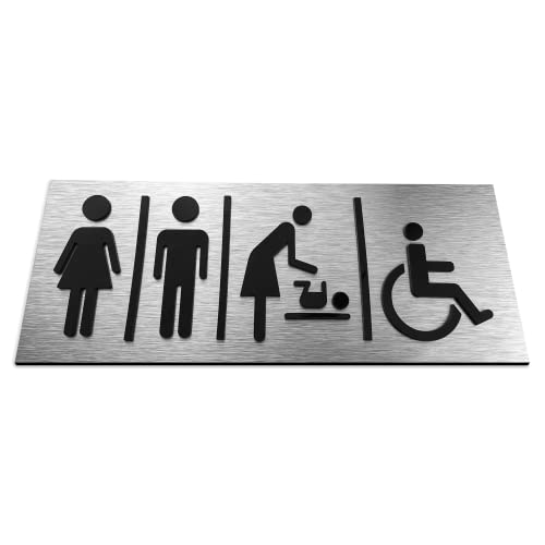ALÚMADESIGNCO Alle Geschlecht WC Schild - Unisex Toilettenschild - Modern Toilettenschilder - Gäste Türschild Toilette - 260 x 100 mm von ALÚMADESIGNCO
