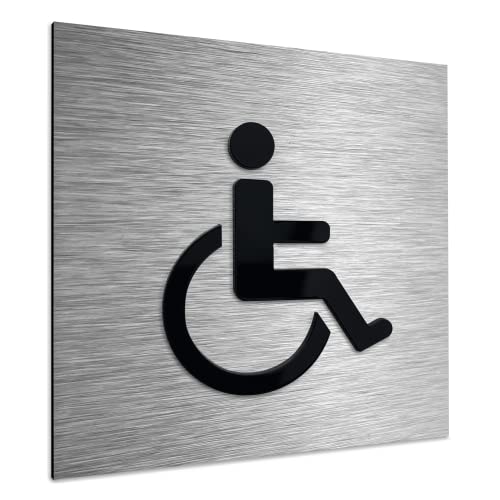 ALÚMADESIGNCO Behinderte WC Schild - Behinderten Zeichen / Türschild - Behindertenschild - Behindertengerecht Toilettenschild - Rollstuhl Toiletten Schilder - 120 x 120 mm von ALÚMADESIGNCO