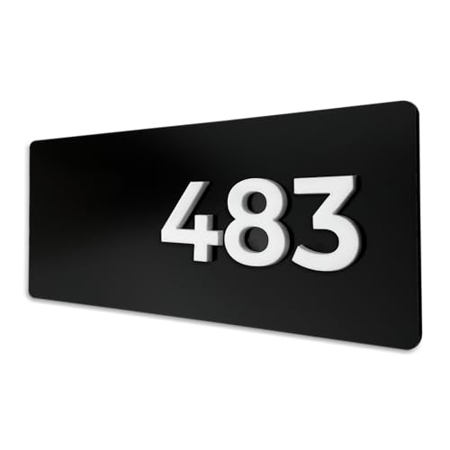 ALÚMADESIGNCO Schwarz Hotel Zimmerschilder - Modern Hotelbeschilderung - Schild nummer, Nummern Schilder - Zimmernummern Für Hotels - Selbstklebend Zimmerschild - Türnummer Türschild von ALÚMADESIGNCO