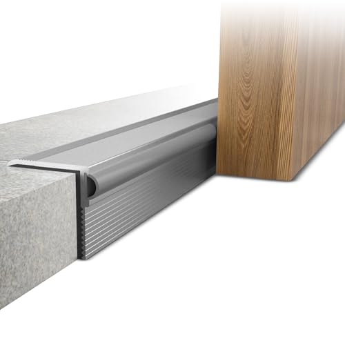 Alumat Hochwertige Alu Winkelschwelle - Türdichtung selbstklebend - Zugluftstopper für Türen 100cm - Zugluftstopper Haustür von ALUMAT