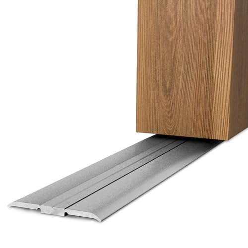 ALUMAT Hochwertiges Übergangsprofil ohne Schrauben - Leisten selbstklebend - Übergangsleiste Laminat, Übergangsschiene, Fußbodenleisten (silber) von ALUMAT