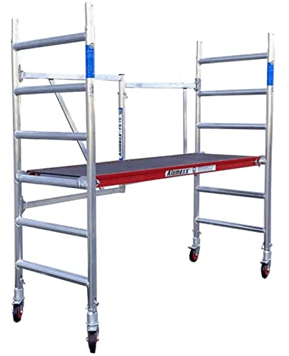 Alumexx FS 75 Klappgerüst (Red-Line) - Zimmergerust - Arbeitsgerüst - Baugerüst - Alu Gerüst - Roll Gerüst - Tragfähigkeit: 375 kg (Type A (3m Arbeitshöhe)) von Alumexx