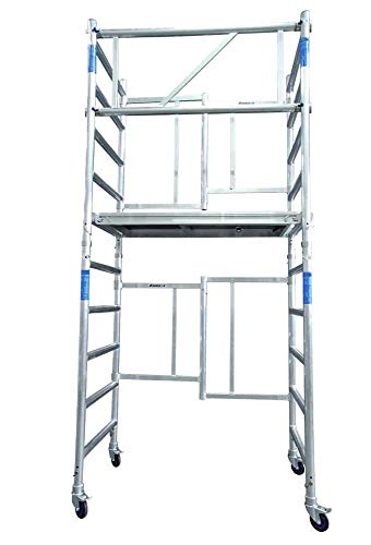 Alumexx ALX X-up 2.0, Fahrgerüst, Montagegerüst, Aluminiumgerüst, Mini-Gerüst, Rollgerüst, Alu-Gerüst, Sehr kompakt, Aluminium (Aluminium, 4M arbeitshöhe) von Alumexx
