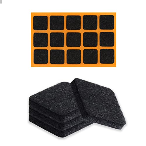 ALUSFERA Filzgleiter Set - Filzgleiter für Stühle und Möbelfüße - Filz Selbstklebend – Möbelgleiter - Effektiver Schutz für Möbel - Schwarz - Quadratisch - 25x25mm - 15 Stück von ALUSFERA