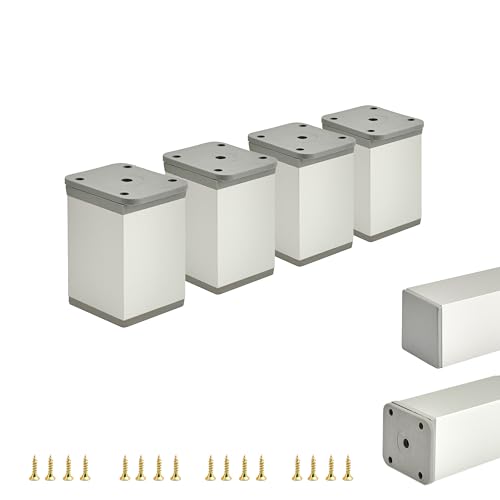 ALUSFERA Möbelfüße Verstellbar – 4er Set – Schrankfüsse mit Elegantes Design – Füße für Möbel 40 x 40 x 60 mm Einfache Montage mit Komplettem Schraubenset von ALUSFERA