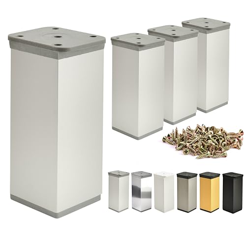 ALUSFERA Möbelfüße Verstellbar – 4er Set – Schrankfüsse mit Elegantes Design – Füße für Möbel 40 x 40 x 80 mm Einfache Montage mit Komplettem Schraubenset von ALUSFERA