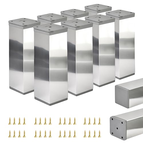 ALUSFERA Möbelfüße Verstellbar – 8er Set – Schrankfüsse mit Elegantes Design – Füße für Möbel 40 x 40 x 120 mm Einfache Montage mit Komplettem Schraubenset von ALUSFERA