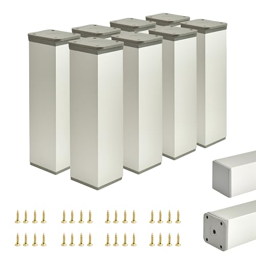 ALUSFERA Möbelfüße Verstellbar – 8er Set – Schrankfüsse mit Elegantes Design – Füße für Möbel 40 x 40 x 150 mm Einfache Montage mit Komplettem Schraubenset ALUSFERA Möbelfüße Verstellbar – 8er Set – Schrankfüsse mit Elegantes Design – Füße für Möbel 40 x 40 x 150 mm Einfache Montage mit Komplettem Schraubenset von ALUSFERA