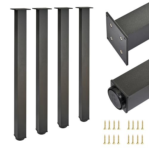 ALUSFERA Tischbeine Höhenverstellbar Quadratische - Tischbeine Metall/Aluminium - Möbelfüße für Esstisch - Schreibtischbeine - Möbelbeine - Tischfüße - Querschnitt [60x60] - 4 Stück 820mm - Schwarz von ALUSFERA