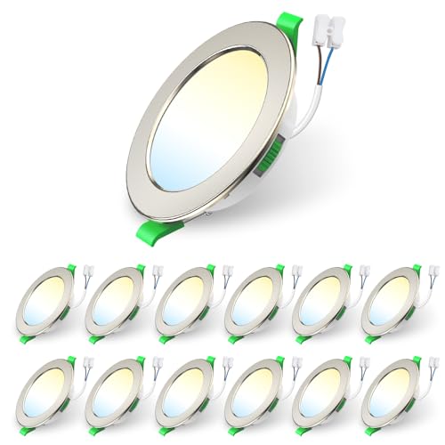 ALUSSO LIGHTING 12 Stück Einbaustrahler Led,7W 550 Lumen Led Einbaustrahler 230V Dimmbar,Deckenspots 3CCT 3000K 4000K 6500K Einstellbar Einbauleuchten,IP44 Deckenstrahler für Badezimmer,Küche,Nickel ALUSSO LIGHTING 12 Stück Einbaustrahler Led,7W 550 Lumen Led Einbaustrahler 230V Dimmbar,Deckenspots 3CCT 3000K 4000K 6500K Einstellbar Einbauleuchten,IP44 Deckenstrahler für Badezimmer,Küche,Nickel von ALUSSO LIGHTING