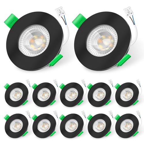 ALUSSO LIGHTING 12er LED Einbaustrahler 230V Dimmbar Schwarz, 6W Spots Flach 68mm Mit Abnehmbarem Modul, 3CCT Warmweiß Naturweiß Kaltweiß IP44 Einbauleuchten Deckenspots für Badezimmer Küche von ALUSSO LIGHTING