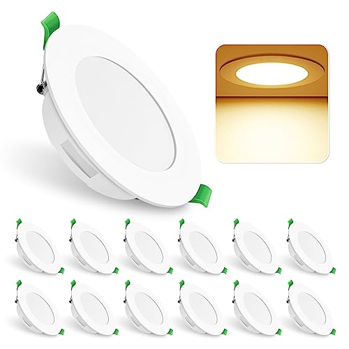 ALUSSO LIGHTING 5W LED Einbaustrahler 230V, 350LM 3000K Ultra flach Mini Slim Deckenspots Einbautiefe 30mm, IP44 Einbauleuchten für Badezimmer Wohnzimmer Küche, 12er Set von ALUSSO LIGHTING