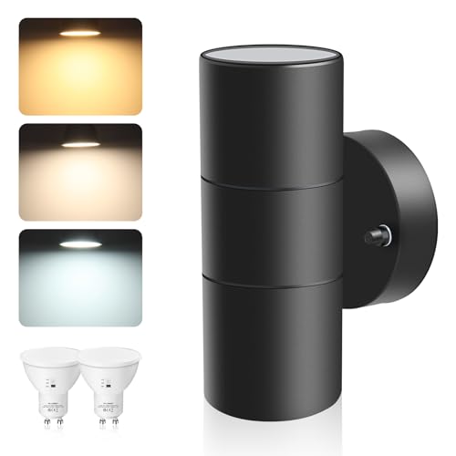 ALUSSO LIGHTING LED Aussenlampe Innen/Außen Edelstahl Up Down Wandleuchte, Außenlampe inkl. 2x 8W GU10 Glühbirnen 750LM 3000K/4000K/6000K Außenleuchte, Wandlampe IP65 Wasserdicht für Garten, Schwarz ALUSSO LIGHTING LED Aussenlampe Innen/Außen Edelstahl Up Down Wandleuchte, Außenlampe inkl. 2x 8W GU10 Glühbirnen 750LM 3000K/4000K/6000K Außenleuchte, Wandlampe IP65 Wasserdicht für Garten, Schwarz von ALUSSO LIGHTING