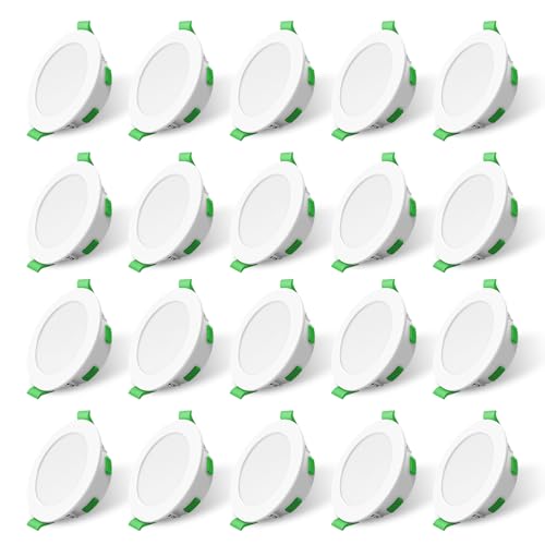 ALUSSO LIGHTING LED Downlights Ceiling 4W/6W/8W Ultra Slim Dimmable Recessed Ceiling Lights IP44 for Bathroom, 3000K WarmWhite 4000K NeutralWhite 6500K CoolWhite Adjustable, Round White 20 Pack von ALUSSO LIGHTING