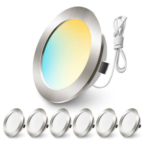 ALUSSO LIGHTING LED Einbaustrahler 12V, 3000K 4000K 6000K LED Spot 12V-24V, 4W 300LM Einbauspots 55-58mm für Wohnmobil Spiegelschrank Wohnwagen Van,Nickel,6er Set von ALUSSO LIGHTING
