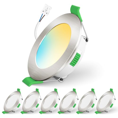ALUSSO LIGHTING LED Einbaustrahler 12V,3CCT 3000K 4000K 6500K 4W 360LM Einbauleuchten 29mm Einbautiefe, IP44 Spritzwasser Geschützt Deckenspots für Badezimmer, 6er Set von ALUSSO LIGHTING