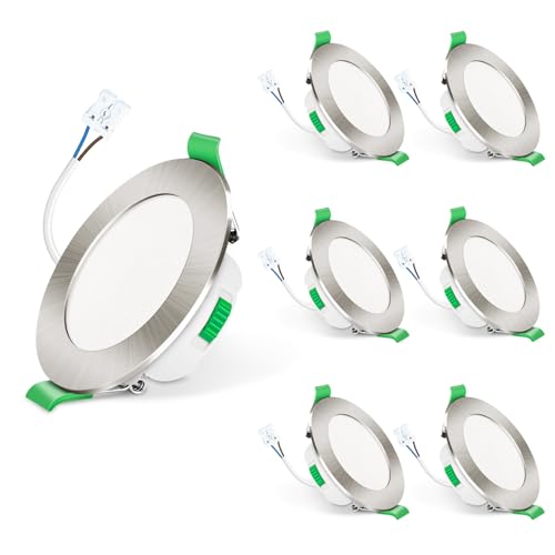 ALUSSO LIGHTING LED Einbaustrahler 230V 7W Dimmbar Flach Spots IP65 Bad Einbauleuchten 68mm Deckenspots, Warmweiß Neutralweiß Kaltweiß Einbauspots Deckenstrahler für Badezimmer Küche, 6er Set von ALUSSO LIGHTING