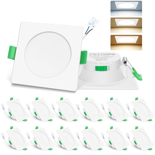 ALUSSO LIGHTING LED Einbaustrahler 230V Deckenspots flach Dimmbar 7W Ultra Slim Spots IP44 Deckenstrahler Einbauleuchten für Badezimmer Küche, 3000K/4000K/6500K Einbauspots, Quadrat Weiss 12er Set ALUSSO LIGHTING LED Einbaustrahler 230V Deckenspots flach Dimmbar 7W Ultra Slim Spots IP44 Deckenstrahler Einbauleuchten für Badezimmer Küche, 3000K/4000K/6500K Einbauspots, Quadrat Weiss 12er Set von ALUSSO LIGHTING