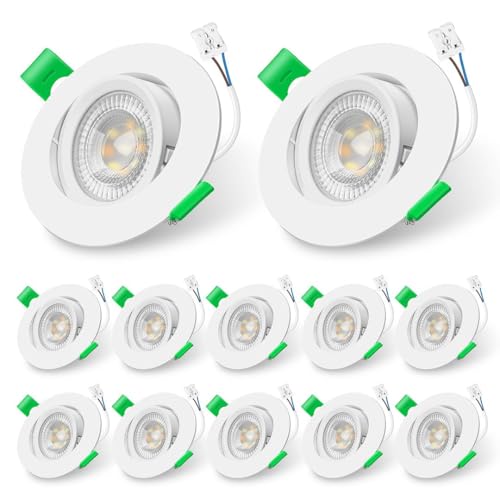 ALUSSO LIGHTING 12er Set Einbaustrahler 230V Flach Dimmbar LED Spots 6W Einbauleuchten, Abnehmbar Modul, 3CCT Warmweiß Naturweiß Kaltweiß Schwenkbar Einbauspots für Küche Wohnzimmer von ALUSSO LIGHTING