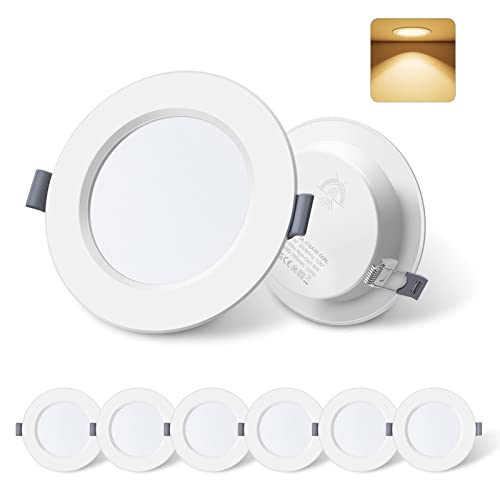 ALUSSO LIGHTING Led Einbaustrahler 230V 6W, Warmweiß 3000K Einbaustrahler Led Flach, 25,5mm Ultra Schlank Deckenspots, IP44 Wasserdicht für Badezimmer Wohnzimmer, Ausschnitt Ø95-110mm, 6er Pack von ALUSSO LIGHTING