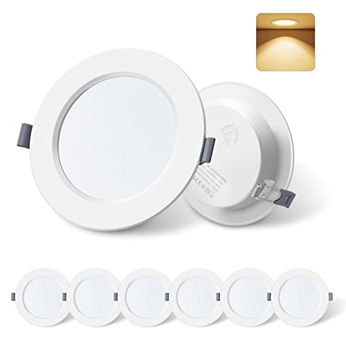 ALUSSO LIGHTING Led Einbaustrahler 9W 690LM, Warmweiß 3000K Einbaustrahler Led Flach, 25,5mm Ultra Schlank Led Spots 230V, IP44 Wasserdicht für Badezimmer Wohnzimmer, Ausschnitt Ø115-135mm, 6er Pack von ALUSSO LIGHTING