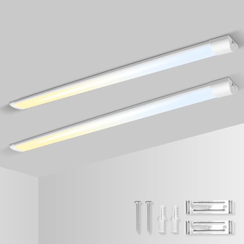 ALUSSO 2er Set LED Röhre 120cm, Superhelle 40W 4800lm Lichtleisten Integrierte Leiste, Farben Veränderbar Leuchtstoffröhre Kaltweiß Neutralweiß Warmweiß, Lichtleiste für Küche Garage Werkstatt Keller von ALUSSO