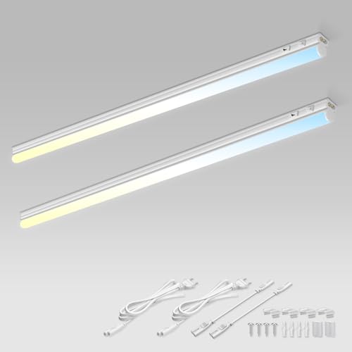 ALUSSO 2er Set Unterbauleuchte Küche LED 12W 1200lm, 3CCT 3000K 4000K 6500K Unterbau Schrankbeleuchtung mit Schalter und Kabel, 88cm LED Lichtleiste Küche 230V, Unterbauleuchte Lightbar Weiß von ALUSSO