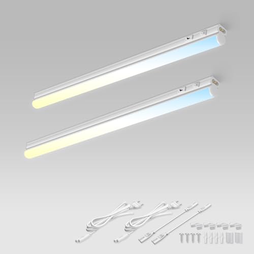 ALUSSO 2er Set Unterbauleuchte Küche LED 8W 800lm, 3CCT 3000K 4000K 6500K Unterbau Schrankbeleuchtung mit Schalter und Kabel, 58cm LED Lichtleiste Küche 230V, Unterbauleuchte Lightbar Weiß von ALUSSO