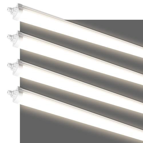 ALUSSO 4 Stück LED Feuchtraumleuchte 117CM, 36W 4320LM LED Röhre 4000K, IP65 Wasserfest Feuchtraumlampe Werkstatt Deckenleuchte für Garage,Keller,Werkstatt,Feuchtraum,Bad,Büro,Warenhaus ALUSSO 4 Stück LED Feuchtraumleuchte 117CM, 36W 4320LM LED Röhre 4000K, IP65 Wasserfest Feuchtraumlampe Werkstatt Deckenleuchte für Garage,Keller,Werkstatt,Feuchtraum,Bad,Büro,Warenhaus von ALUSSO