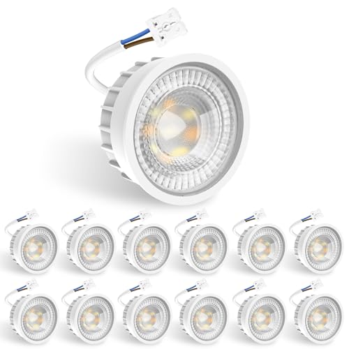 ALUSSO 6W LED Modul, ultraflacher GU10- und MR16-Ersatz, 3000K/4000K/6500K LED-Leuchtmittel mit 50mm x 23mm Installation für Einbaustrahler, IP44 LED Modul 230v, 12er-Pack von ALUSSO
