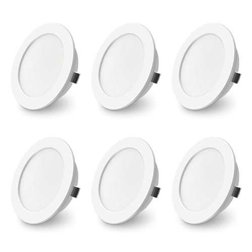 ALUSSO 6er Set LED Einbaustrahler 12-24V Einstellbare 4W Möbel Einbaustrahler 3000K Warmweiß 4000K Neutralweiß 6000K Kaltweiß, IP44 Einbaustrahler LED Flach Bohrloch 55-58mm und 14.5mm Flache von ALUSSO