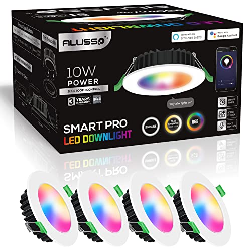 ALUSSO Smart LED Einbaustrahler Dimmbar 230V Flach LED Spots Alexa, RGB CCT 10W IP44 Einbauleuchten Deckenspots Einbauspots Deckenstrahler, 4er Set von ALUSSO