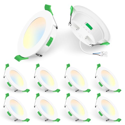 ALUSSO Einbaustrahler LED 68mm Dimmbar, 5W 440LM LED Spots 230V, 3CCT 3000K Warmweiß 4000K Neutralweiß 6500K Kaltweiß, IP44 Deckenspots für Badezimmer Küche Wohnzimmer, 10er Set von ALUSSO