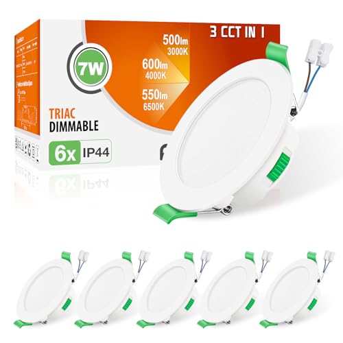 ALUSSO Einbaustrahler LED Spots 230V Dimmbar Deckenspots 68mm Ultra Flach 7W IP44 Warmweiß Neutralweiß Kaltweiß Einbauleuchten für Badezimmer Wohnzimmer, Weiss, 6er Set ALUSSO Einbaustrahler LED Spots 230V Dimmbar Deckenspots 68mm Ultra Flach 7W IP44 Warmweiß Neutralweiß Kaltweiß Einbauleuchten für Badezimmer Wohnzimmer, Weiss, 6er Set von ALUSSO