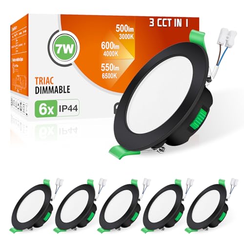 ALUSSO Einbaustrahler Schwarz LED Spots 230V Dimmbar Deckenspots 68mm Ultra Flach 7W IP44 Warmweiß Neutralweiß Kaltweiß Einbauleuchten für Badezimmer Wohnzimmer, 6er Set ALUSSO Einbaustrahler Schwarz LED Spots 230V Dimmbar Deckenspots 68mm Ultra Flach 7W IP44 Warmweiß Neutralweiß Kaltweiß Einbauleuchten für Badezimmer Wohnzimmer, 6er Set von ALUSSO