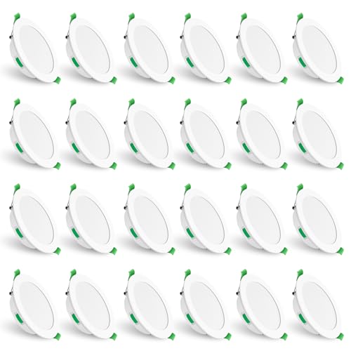 ALUSSO LED Deckenspots Flach 230V, 10W 800lm LED Einbaustrahler Dimmbar Ultra Slim Einbautiefe 29mm, Warmweiß/Neutralweiß/Kaltweiß Auswählbar, IP44 LED Spots für Badezimmer Wohnzimmer, 24er Set von ALUSSO
