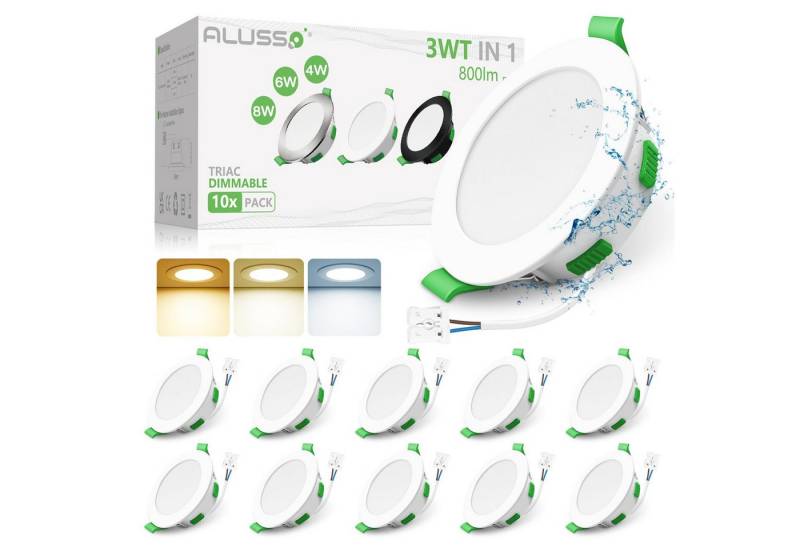 ALUSSO LED Einbaustrahler 10er-Set, 8W LED Einbaustrahler, Decken Leuchte, Flach Strahler, mit hochwertigen PC-Materialen, Rund, Weiß von ALUSSO