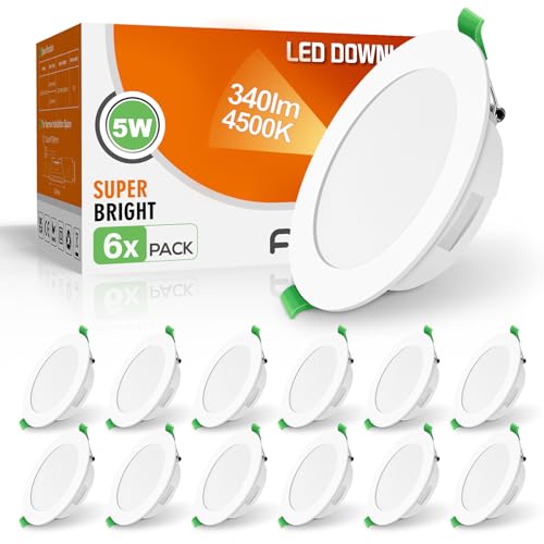 ALUSSO LED Einbaustrahler 230V 5W Neutralweiß 4500K, 340LM IP44 Bad LED Einbauleuchten, LED Deckenspots 75-85mm EinbauØ, Mini Slim 30mm Ultra Flach für Badezimmer Wohnzimmer Küche, 12er Set von ALUSSO