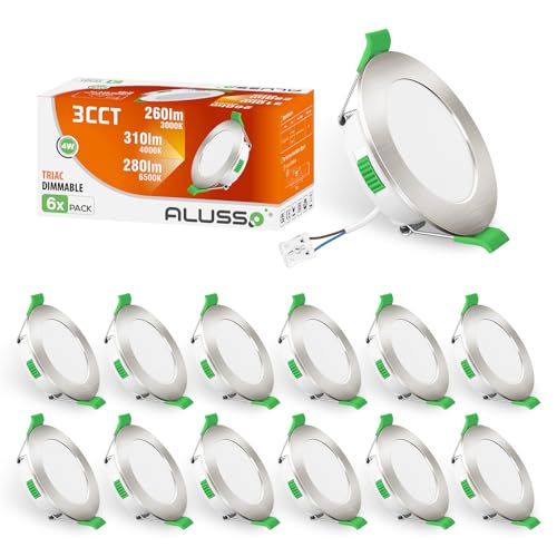 ALUSSO LED Einbaustrahler 230V Dimmbar, 68mm 4W LED Spots Flach Einbauleuchten Einbauspots, Warmweiß 3000K Neutralweiß 4000K Kaltweiß 6500K, IP44 Deckenspots für Badezimmer, Küche, Wohnzimmer,12er Set ALUSSO LED Einbaustrahler 230V Dimmbar, 68mm 4W LED Spots Flach Einbauleuchten Einbauspots, Warmweiß 3000K Neutralweiß 4000K Kaltweiß 6500K, IP44 Deckenspots für Badezimmer, Küche, Wohnzimmer,12er Set von ALUSSO