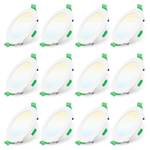 ALUSSO LED Einbaustrahler 230V Dimmbar 68mm 7W Ultra Flach IP44 LED Spots Warmweiß Neutralweiß Kaltweiß Deckenspots für Badezimmer Küche Wohnzimmer, Weiss, 12er Set von ALUSSO