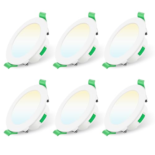 ALUSSO LED Einbaustrahler 230V Dimmbar 68mm 7W Ultra Flach IP44 LED Spots Warmweiß Neutralweiß Kaltweiß Deckenspots für Badezimmer Küche Wohnzimmer, Weiss, 6er Set von ALUSSO