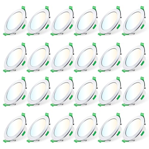 ALUSSO LED Einbaustrahler 230V Dimmbar 68mm 7W Ultra Flach IP44 LED Spots Warmweiß Neutralweiß Kaltweiß Deckenstrahler für Badezimmer Küche Wohnzimmer, Chrom, 24er Set von ALUSSO