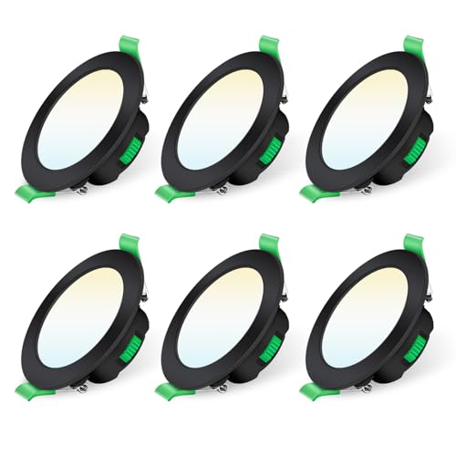 ALUSSO LED Einbaustrahler 230V Schwarz Dimmbar Flach 68mm 7W IP44 LED Spots Warmweiß Neutralweiß Kaltweiß Einbauspots für Badezimmer Küche Wohnzimmer, 6er Set von ALUSSO